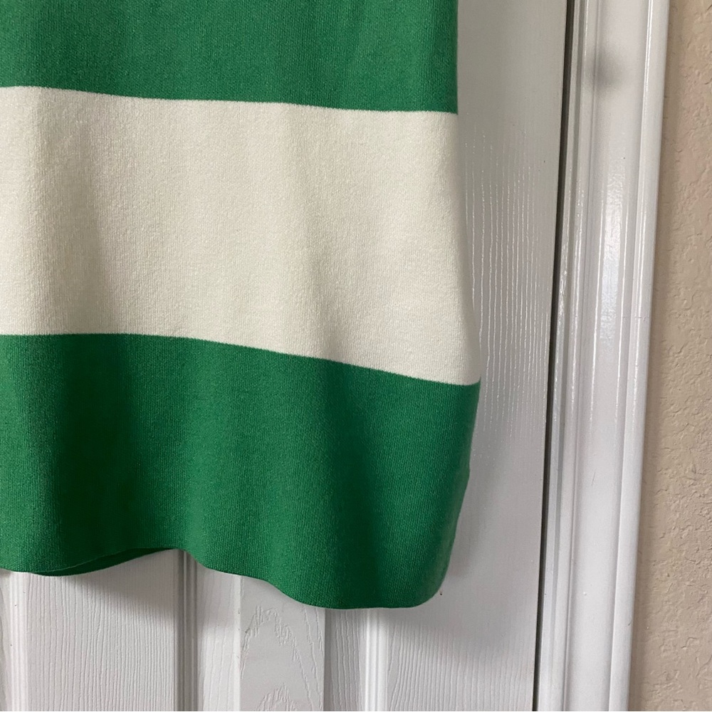 Anthropologie Maeve Green & Cream Striped Muscle Knit Sleeveless Tee Size 1X - Picture 3 of 14